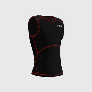 Fdx Men's Quick Dry Sleeveless Compression Top Red Running Gym Workout Wear Rash Guard Stretchable Breathable Base layer Shirt - Aeroform