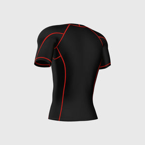 Fdx Compression Short Sleeve Top for Mens Black & Red Running Gym Workout Wear Rash Guard Stretchable Breathable Baselayer Shirt- Cosmic