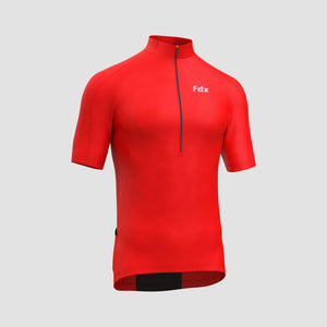 Fdx Mens Road Cycling Short Sleeve Cycling Jersey Red for Summer Best Road Bike Wear Top Light Weight, Full Zipper, Pockets & Hi-viz Reflectors - Pace