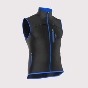 Fdx Cycling Gilet Sleeveless Vest for Men's Black & Blue Winter Clothing Hi-Viz Refectors, Lightweight, Windproof, Waterproof & Pockets - Stunt