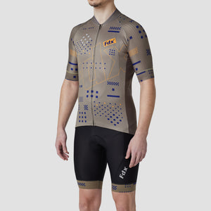 Fdx Breathable Mens Green Short Sleeve Cycling Jersey & Gel Padded Bib Shorts Best Summer Road Bike Wear Light Weight, Hi-viz Reflectors & Pockets - All Day
