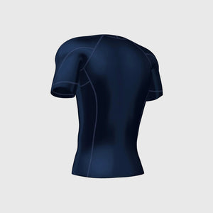 Fdx Mens Quick Dry Short Sleeve Compression Top Navy Blue Running Gym Workout Wear Rash Guard Stretchable Breathable - Cosmic