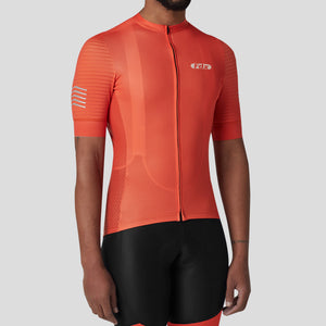 Fdx Mens Road Cycling Orange Short Sleeve Jersey for Summer Best Road Bike Wear Top Light Weight, Full Zipper, Pockets & Hi-viz Reflectors - Essential