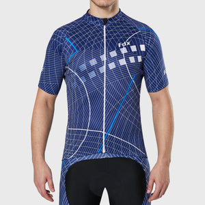 Fdx Mens Blue Half Sleeve Cycling Jersey for Summer Best Road Bike Wear Top Light Weight, Full Zipper, Pockets & Hi-viz Reflectors - Classic II