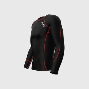 Fdx Breathable Compression Top for Mens Red Running Gym Workout Wear Rash Guard Stretchable Breathable - Thermolinx