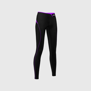Fdx Women's Black & Purple Compression Base layer Tights Lightweight Breathable Mesh Febric Skin Layer Running, Gym Workout, Swimming, Cycling Gear UK