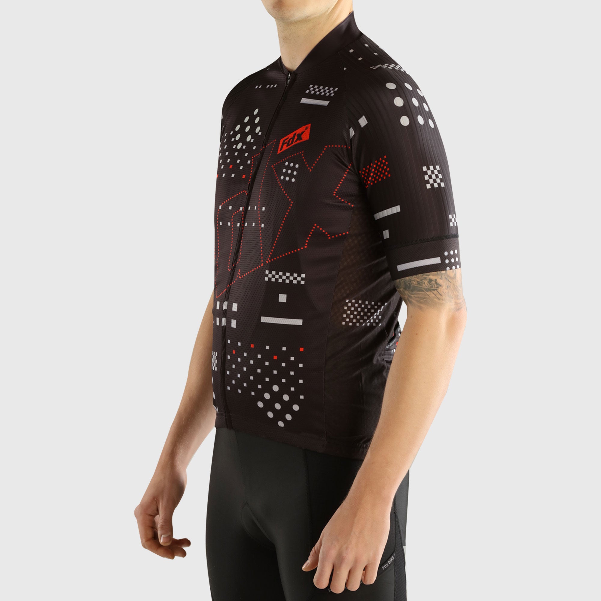 Fdx Mens Black Short Sleeve Cycling Jersey for Summer Best Road Bike Wear Top Light Weight, Full Zipper, Pockets & Hi-viz Reflectors - All Day