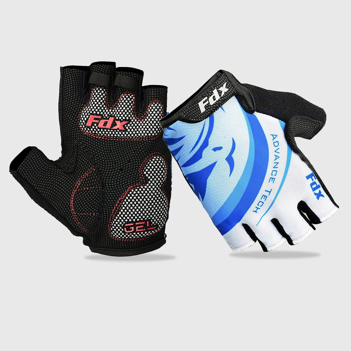 Fdx Mens Black & White Short Finger Cycling Gloves for Summer MTB Road Bike fingerless, anti slip & Breathable - Delta