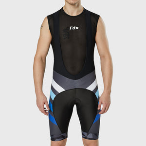 Fdx Mens Pockets Blue Gel Padded Bib Shorts Best Summer Road Bike Wear Light Weight, Hi-viz Reflectors & Pockets - Equin
