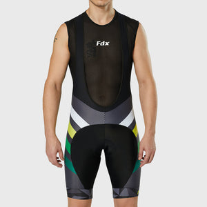 Fdx Mens Pockets Yellow Gel Padded Bib Shorts Best Summer Road Bike Wear Light Weight, Hi-viz Reflectors & Pockets - Equin