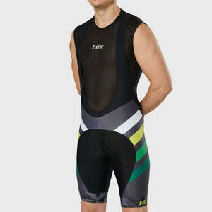 Fdx Mens Yellow Short Sleeve Cycling Jersey & Gel Padded Bib Shorts Best Summer Road Bike Wear Light Weight, Hi-viz Reflectors & Pockets - Equin