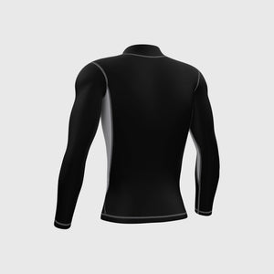 Fdx Thermal Long Sleeve Compression Top for Mens Black & Grey Running Gym Workout Wear Rash Guard Stretchable Breathable - Inorex