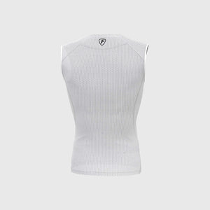 Fdx Compression Mesh Sleeveless Top for Mens White Running Gym Workout Wear Rash Guard Stretchable Breathable - Aeroform