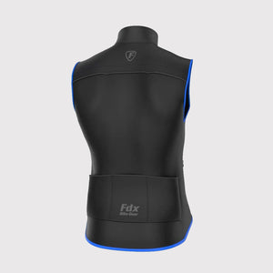 Fdx Men's Gilet for Road Cycling Black & Blue Sleeveless Vest for Winter Clothing Hi-Viz Refectors, Lightweight, Windproof, Waterproof & Pockets - Stunt