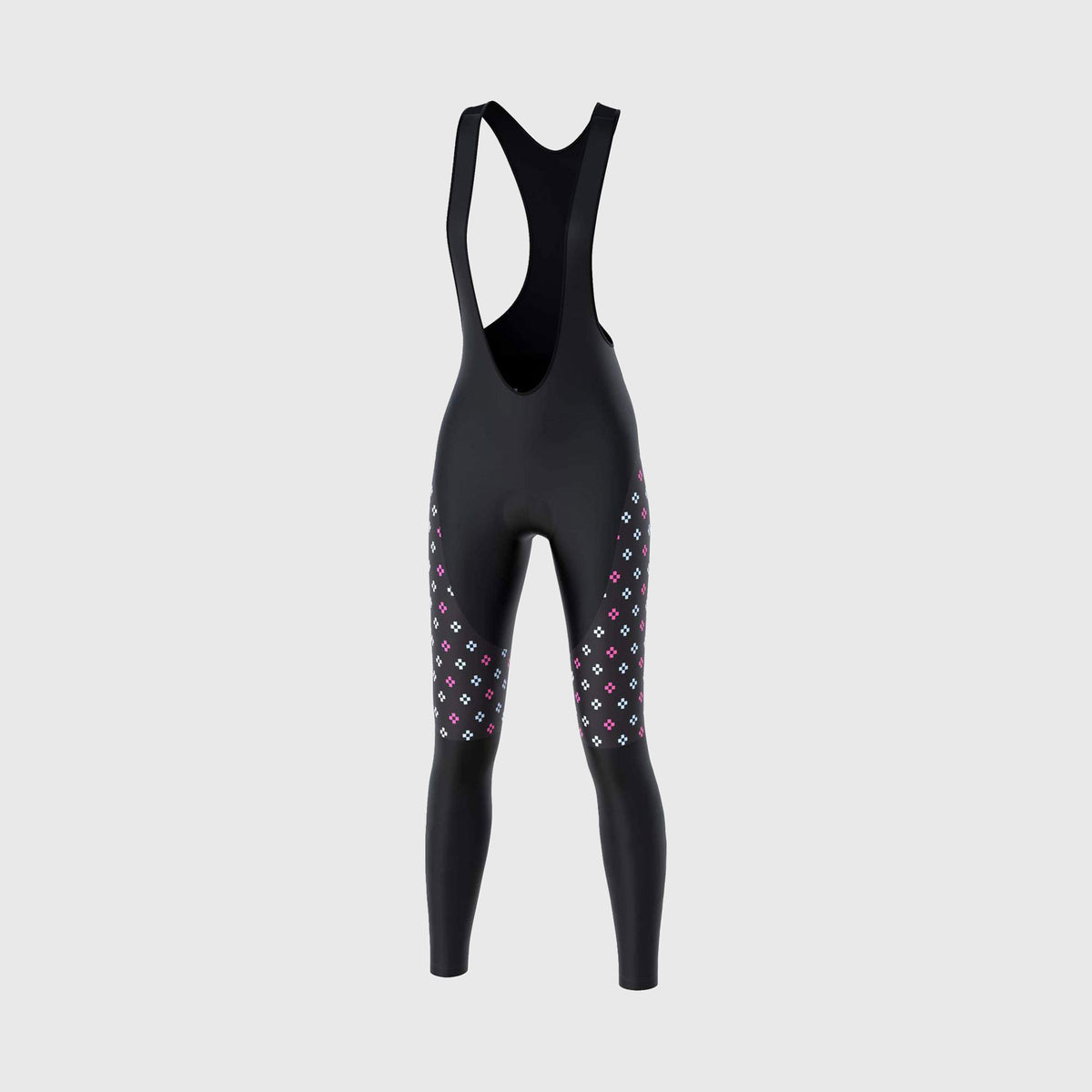 Fdx Womens Black & Pink & Gel Padded Cycling Bib Tights For Winter Roubaix Thermal Fleece Reflective Warm Leggings - Ripple Bike Pants