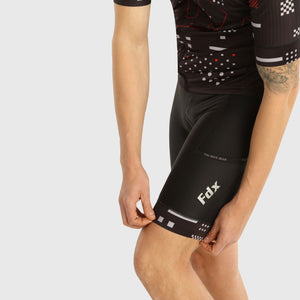 Fdx Mens Black Short Sleeve Cycling Jersey & Gel Padded Bib Shorts Best Summer Road Bike Wear Light Weight, Hi-viz Reflectors & Pockets - All Day