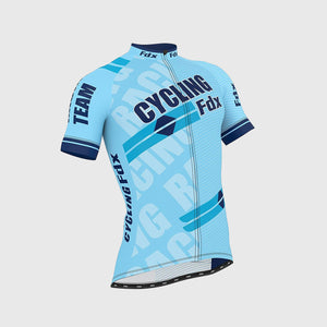 Fdx Mens Breathable Blue Short Sleeve Cycling Jersey & Gel Padded Bib Shorts Best Summer Road Bike Wear Light Weight, Hi-viz Reflectors & Pockets - Core