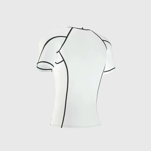 Fdx Mens Quick Dry Short Sleeve Compression Top White Running Gym Workout Wear Rash Guard Stretchable Breathable - Cosmic