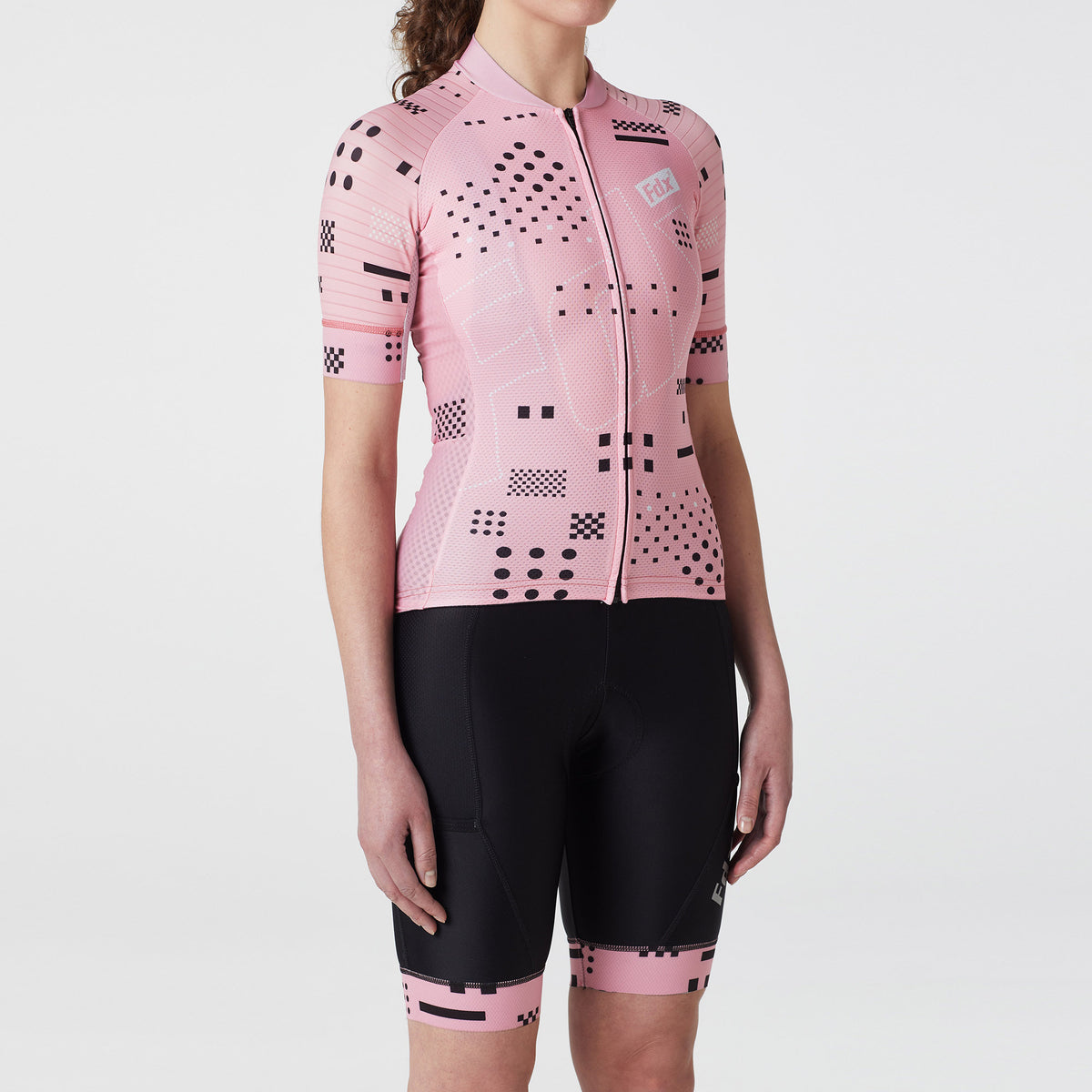 Fdx Women's Tea Pink Short Sleeve Cycling Jersey & Gel Padded Bib Shorts Best Summer Road Bike Wear Light Weight, Hi viz Reflectors & Pockets - All Day