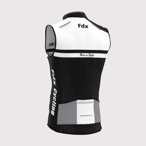Fdx Men's Pockets Cycling Vest Black & White Cycling Gilet Sleeveless for Winter Clothing Hi-Viz Reflectors, Lightweight, Windproof, Waterproof & Pockets - Adrenaline