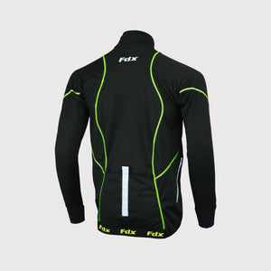 Fdx Mens Winter Thermal Windbreaker Cycling Jacket Black & Green Casual Softshell Clothing Lightweight, Windproof, Waterproof & Pockets - Gustt