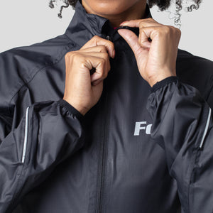 Fdx Women's Black Thermal Cycling Jacket Waterproof Windproof Lightweight Hi Viz Reflectors & Pockets Winter Cycling Gear UK