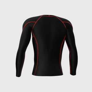 Fdx Compression Top for Mens Black & Red Running Gym Workout Wear Rash Guard Stretchable Breathable - Thermolinx
