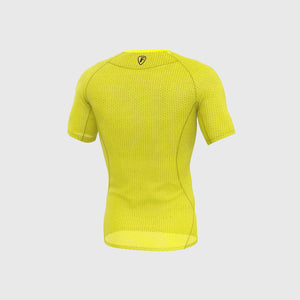 Fdx Compression Mesh Short Sleeve Top for Mens Yellow Running Gym Workout Wear Rash Guard Stretchable Breathable - Aeroform