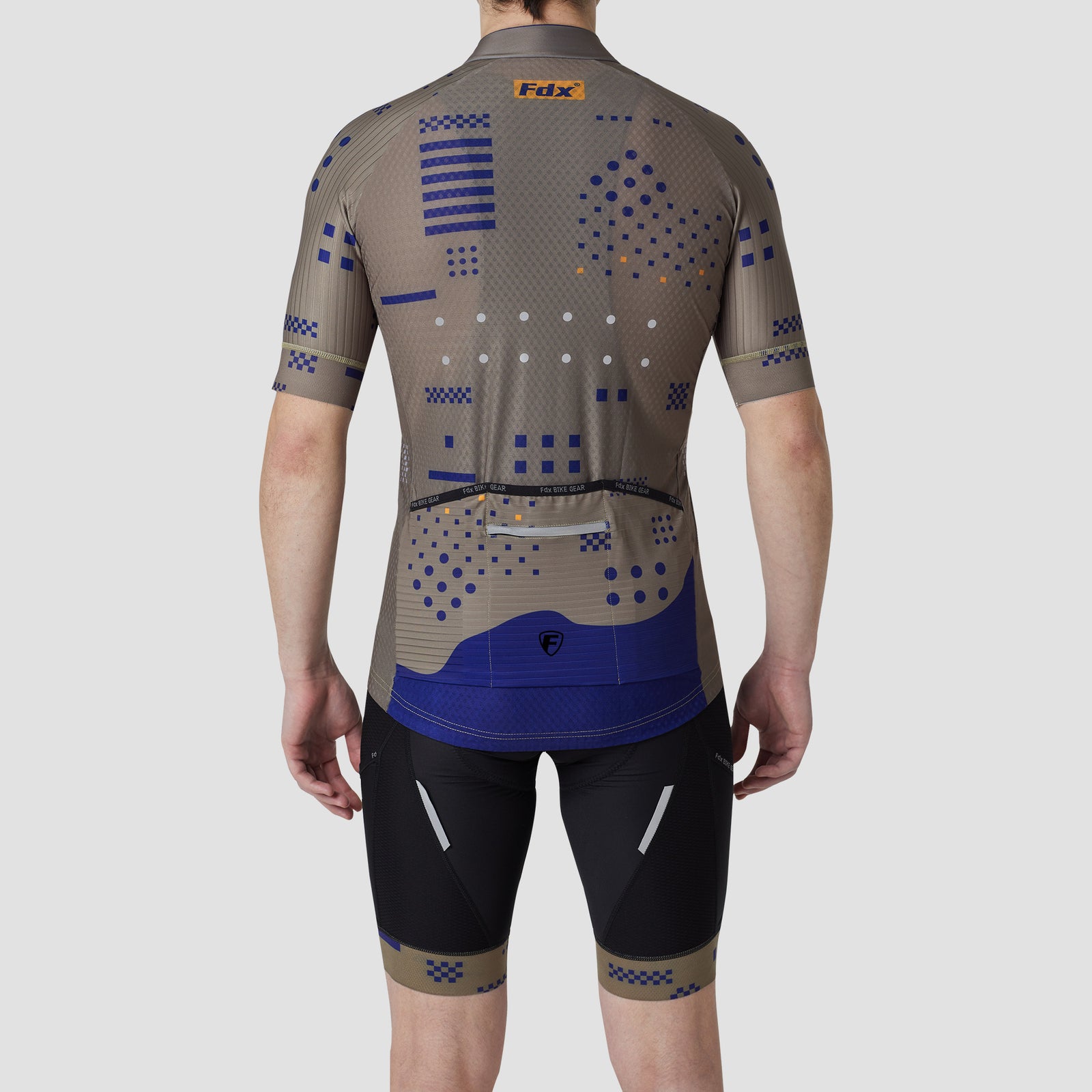 Fdx Mens Green Sleeve Cycling Jersey & Gel Padded Bib Shorts Best Summer Road Bike Wear Light Weight, Hi-viz Reflectors & Pockets - All Day