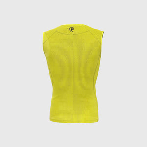 Fdx Compression Mesh Sleeveless Top for Mens Yellow Running Gym Workout Wear Rash Guard Stretchable Breathable - Aeroform