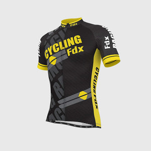 Fdx Mens Breathable Yellow Short Sleeve Cycling Jersey for Summer Best Road Bike Wear Top Light Weight, Full Zipper, Pockets & Hi-viz Reflectors - Core