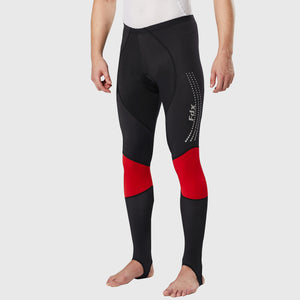 Fdx Mens Storage Pockets Gel Padded Cycling Tights Black & Red For Winter Roubaix Thermal Fleece Reflective Warm Leggings - Thermodream Bike Long Pants