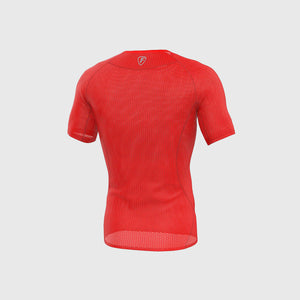 Fdx Compression Mesh Short Sleeve Top for Mens Red Running Gym Workout Wear Rash Guard Stretchable Breathable - Aeroform