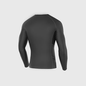 Fdx Long Sleeve Compression Top for Mens Black & Grey Running Gym Workout Wear Rash Guard Stretchable Breathable All Season- Recoil