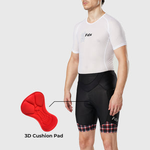 Fdx Men's Black & Red Cycling Shorts Summer Gel Padded Lightweight Breathable Fabric Hi Viz Reflectors Pocket Leg Gripper Cycling Gear UK 