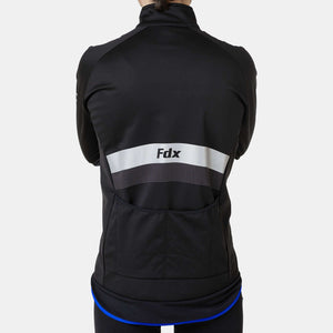 Fdx Waterproof Hi-Viz Reflective Cycling Jacket for Men's Black & Blue Winter Thermal Casual Softshell Clothing Lightweight, Windproof, Waterproof & Pockets - Arch