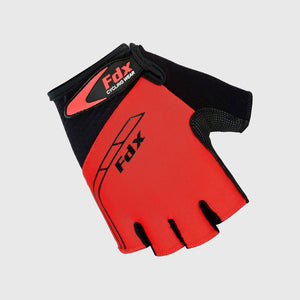 FDX Unisex Red short finger summer cycling gloves, padded shockproof unisex mitts, breathable quick dry anti-slip moisture wicking mtb road bicycle