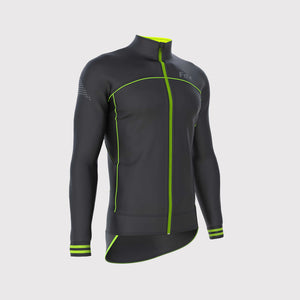 Fdx Full Zipper Cycling Jacket Black & Green for Mens Winter Thermal Casual Softshell Clothing Lightweight, Windproof, Waterproof & Pockets - Apollux