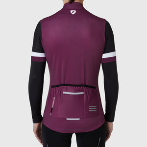 Fdx Men's Black & Purple Long Sleeve Cycling Jersey & Gel Padded Bib Tights Pants for Winter Roubaix Thermal Fleece Road Bike Wear Windproof, Hi-viz Reflectors & Pockets - Limited Edition
