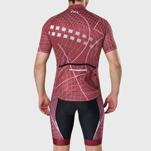 Fdx Mens Half Sleeve Cycling Jersey & Gel Padded Bib Shorts Red Best Summer Road Bike Wear Light Weight, Hi-viz Reflectors & Pockets - Classic II