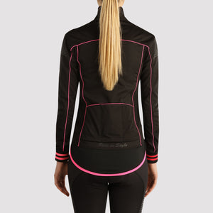 Fdx Women's Black & Pink Cycling Jacket for Winter Thermal Casual Softshell Clothing Lightweight, Windproof, Waterproof & Pockets - Propex