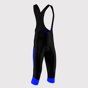 Fdx Breathable Mens Gel Padded Cycling Bib Tights Black & Blue For Winter Roubaix Thermal Fleece Reflective Warm Stretchable Leggings - Gallop Bike Pants