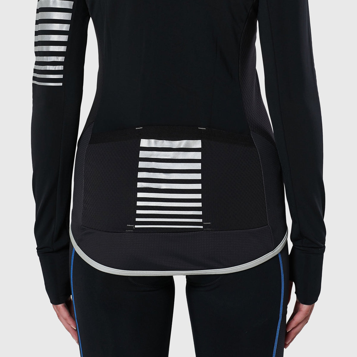 Fdx Women's Black Long Sleeve Cycling Jersey & Gel Padded Bib Tights Pants for Winter Roubaix Thermal Fleece Road Bike Wear Windproof, Hi-viz Reflectors & Pockets - All Day