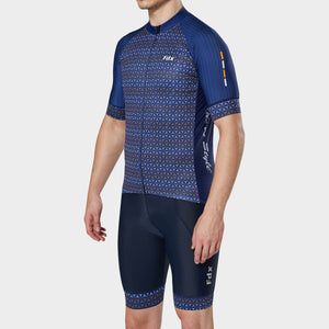 Fdx Mens Half Sleeve Cycling Jersey & Gel Padded Bib Shorts Blue Best Summer Road Bike Wear Light Weight, Hi-viz Reflectors & Pockets - Vega