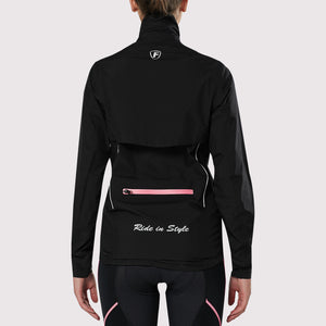 Fdx Women's Black & Pink Cycling Jacket for Winter Thermal Casual Softshell Clothing reflective details, Lightweight, Windproof, Waterproof & Secure Pockets - Evex