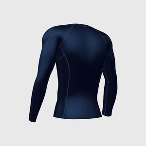Fdx Compression Top for Mens Navy Blue Running Gym Workout Wear Rash Guard Stretchable Breathable - Thermolinx