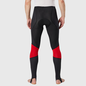 Fdx Mens Hi-iz Reflective Gel Padded Cycling Tights Black & Red For Winter Roubaix Thermal Fleece Reflective Warm Leggings - Thermodream Bike Long Pants