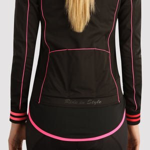 Fdx Women's Black & Pink Cycling Jacket for Winter Thermal Casual Softshell Clothing Lightweight, Windproof, Waterproof & Pockets - Propex