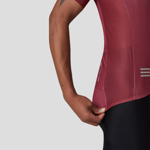 Fdx Short Sleeve Cycling Jersey & Gel Padded Bib Shorts for Mens Pink & Maroon Best Summer Road Bike Wear Light Weight, Hi-viz Reflectors & Pockets - Duo