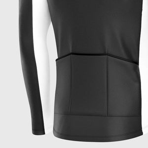 Fdx Mens Stoarge Pockets Long Sleeve All Seasons Cycling Jersey Black Road Bike Wear Top Full Zipper, Pockets & Hi-viz Reflectors - Transition